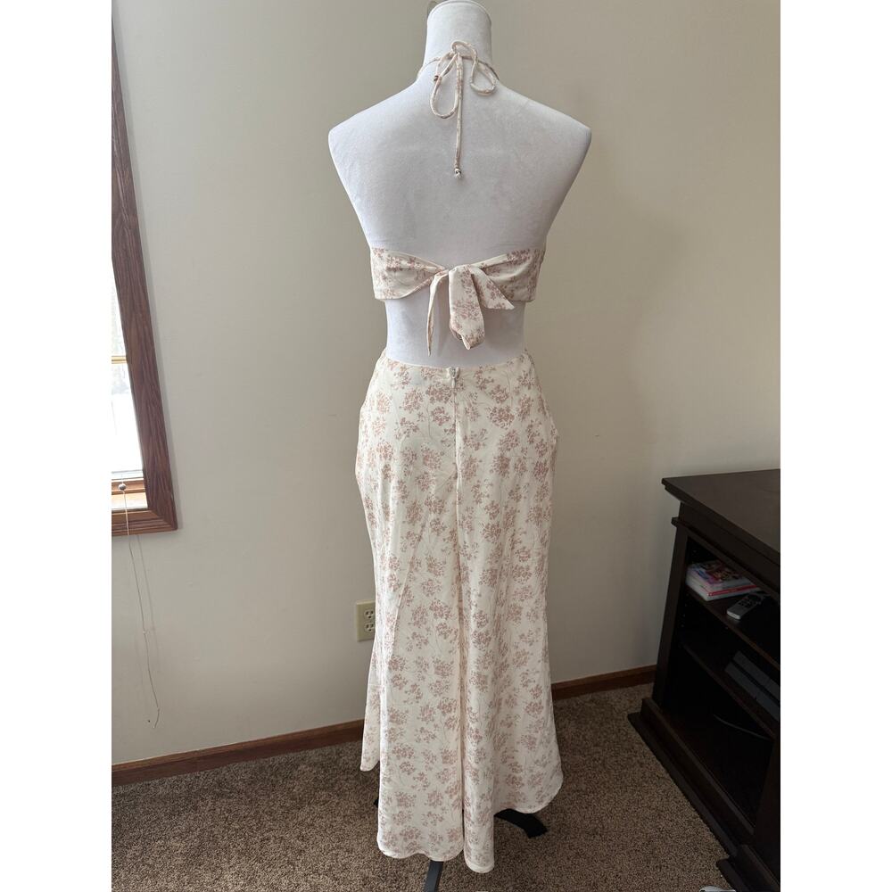 Fortunate One Cream and Tan Midi Dress - Picture 6 of 9